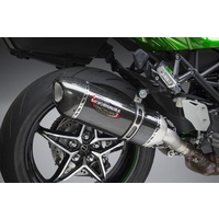 Yoshimura Kawasaki Ninja H2 SX 18-20 Alpha Stainless Slip-On Exhaust, w/ Carbon Fiber Muffler